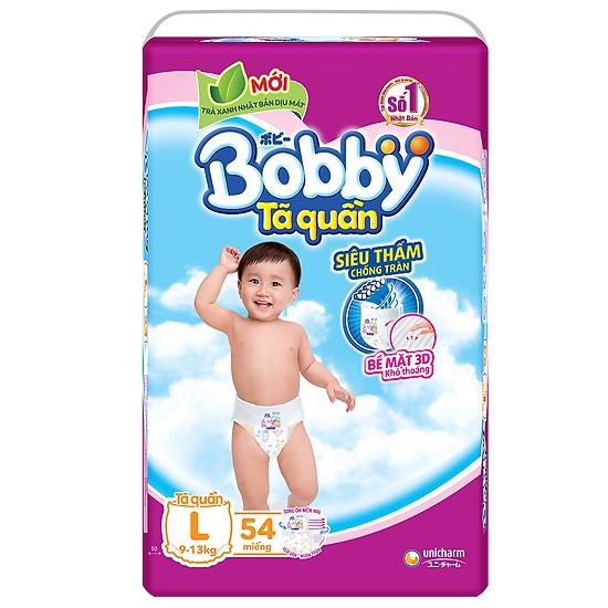 Tã quần Bobby Fresh L54, 9-13kg, 54 miếng - ĐẶC BIỆT - tặng kèm 1 búp bê bobby giá không đổi.