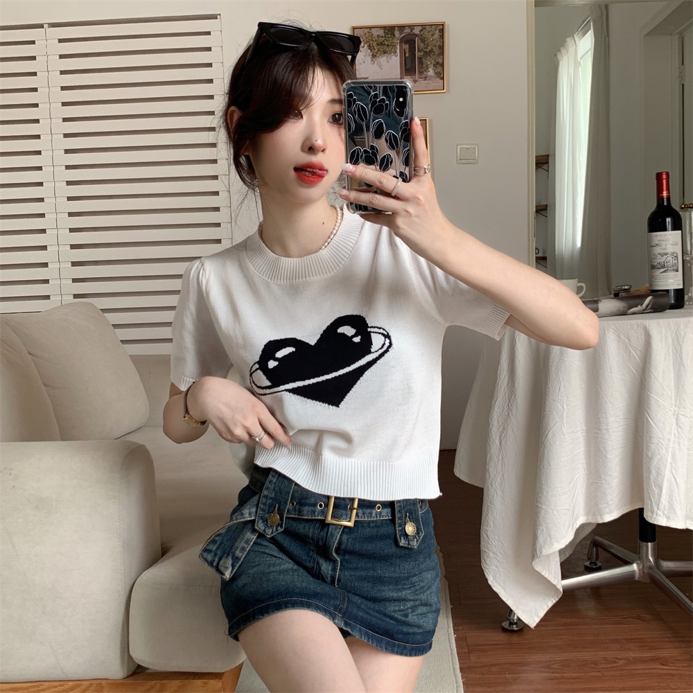 Áo thun ZHELIHANGFEI tay ngắn cổ tròn họa tiết thêu thời trang cho nữ