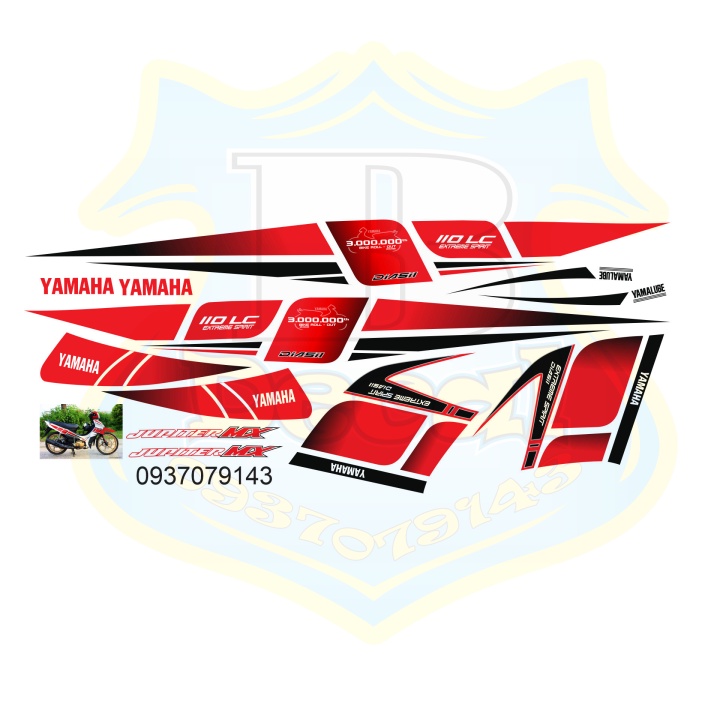 ( Quí khách vui lòng mang ra tiệm cho thợ dán ) Tem jupiter mx trắng đỏ