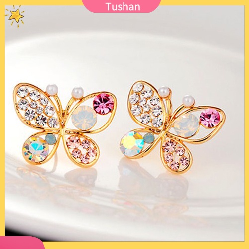 Đôi khuyên tai hình bướm đính đá thời trang cho nữ