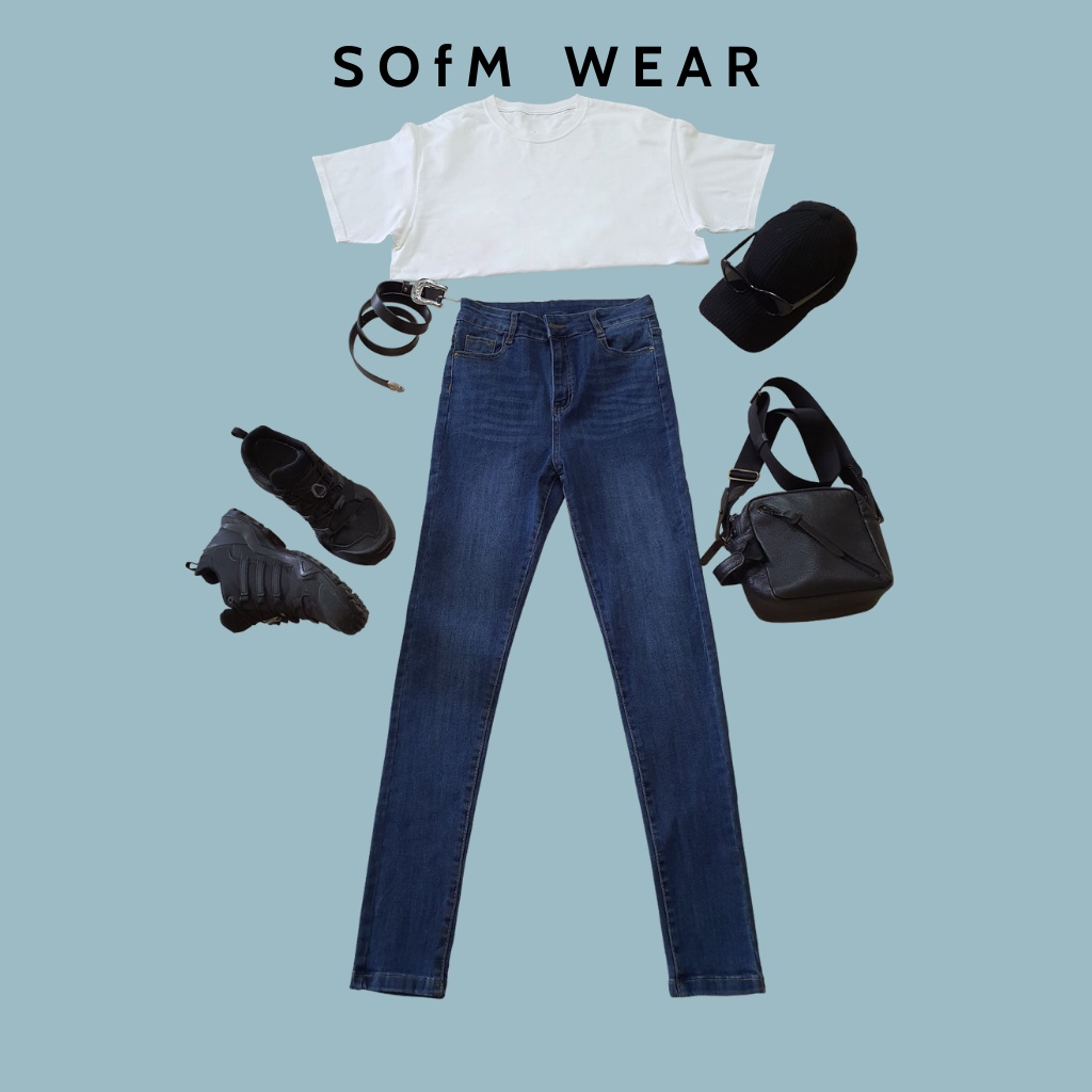 Quần Jeans Ôm Nữ SofmWear (VNXK) Cạp Siêu Cao Siêu Co Giãn
