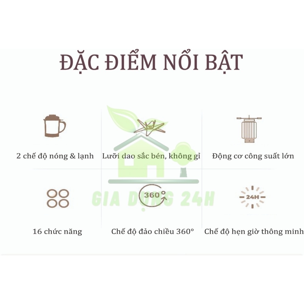 Máy làm sữa hạt, nồi nấu đa năng , nồi nấu cháo chậm – Máy xay sinh tố đa năng – Bảo hành 12 tháng