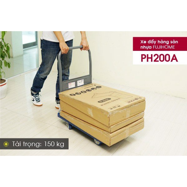 Xe đẩy hàng 4 bánh gấp gọn 200kg nhập khẩu FUJIHOME,bánh cao su không ồn, xe kéo hàng gấp gọn đa năng giá rẻ