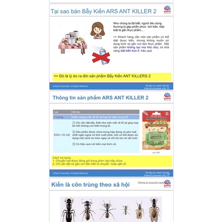 Mồi Diệt Kiến ARS Ant killer 2 Diệt kiến tận gốc bẫy dẫn dụ kiến hàng nhập khẩu chính hãng
