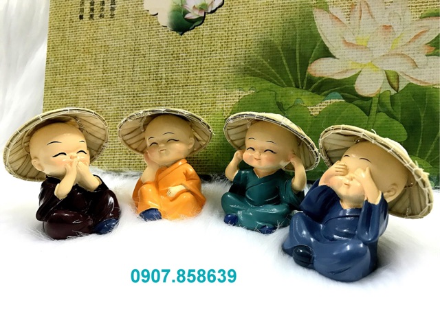 Bộ 4 tượng chú tiểu Tứ Không đội Nón Lá Việt Nam ( Hình Thật -Video Thật) | BigBuy360 - bigbuy360.vn