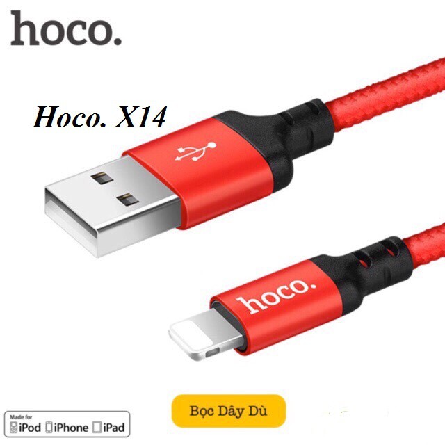 Cáp Hoco X14 Đầu Lightining 2 Mét Cho IPhone - Hàng Chính Hãng - Bảo Hành 12 tháng
