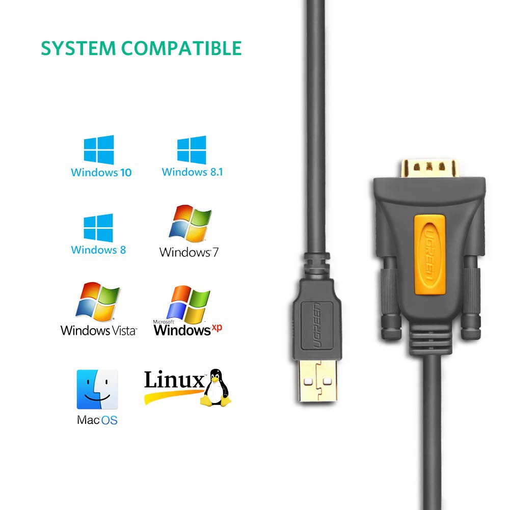 Cáp USB to Com RS232 DB9 chính hãng Ugreen 20210 dài 1m