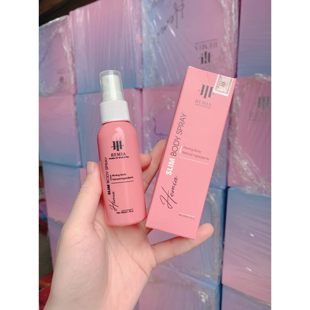 Xịt Tan Mỡ Hemia (SLIM BODY SPRAY) Đốt cháy mỡ thừa trên cơ thể, làm săn chắc, tăng độ đàn hồi cho da