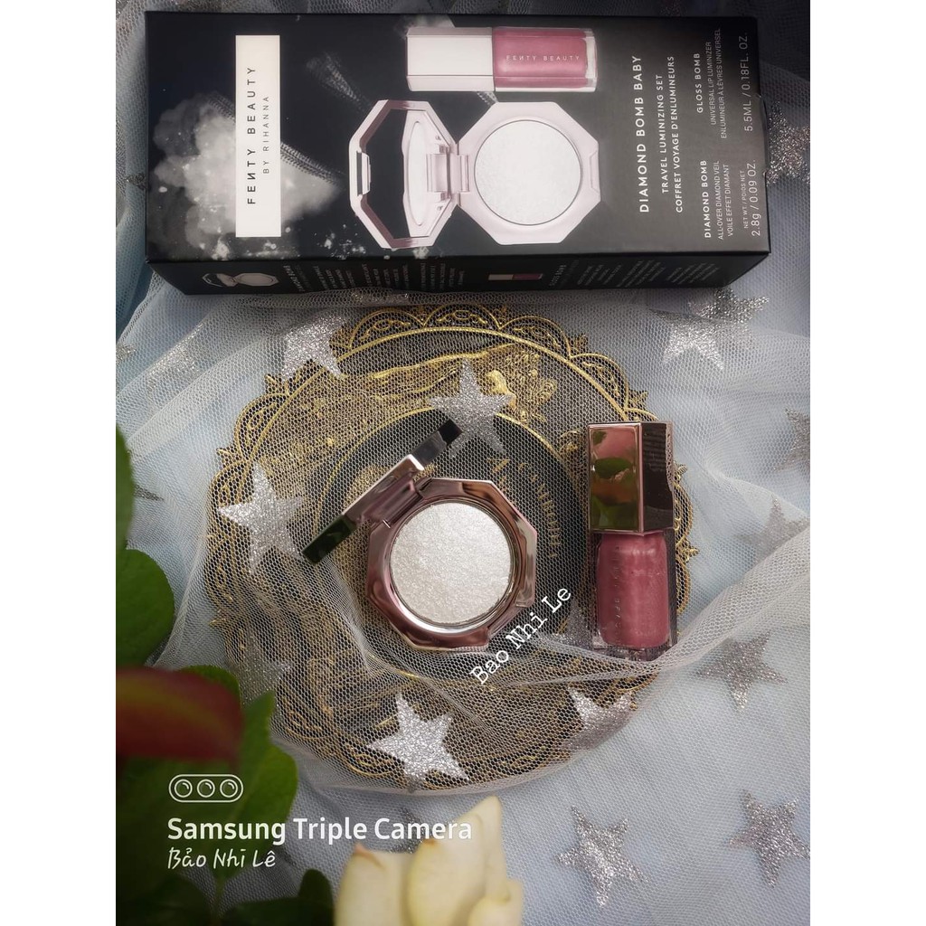 [CÓ SẴN] Set phấn bắt sáng và son bóng Fenty Beauty Diamond Bomb Baby mini | BigBuy360 - bigbuy360.vn
