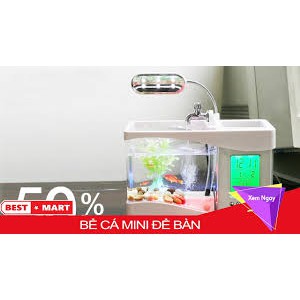 Bể Cá Cảnh Mini Thông Minh Đa Năng CÓ MÁY LỌC VÀ ĐỒNG HỒ