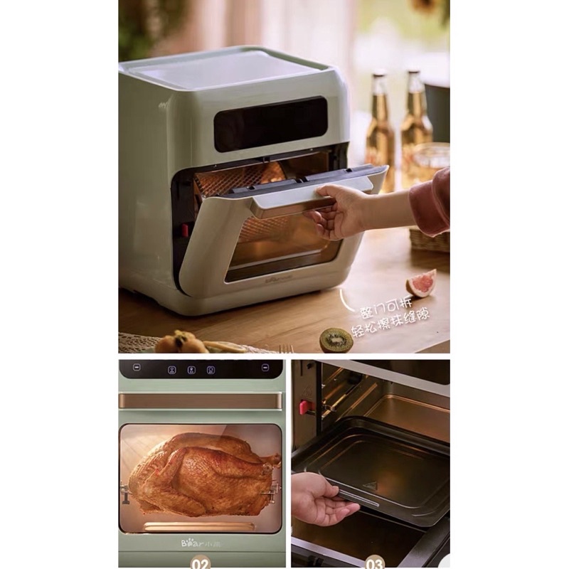 LÒ CHIÊN KHÔNG DẦU TÍCH HỢP NƯỚNG ĐIỆN BEAR 2IN1