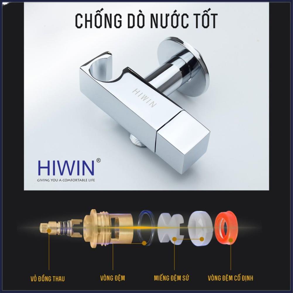 Van T chia nước, van giảm áp lực nước có đế cài chất liệu đồng mặt gương HIWIN JF-058