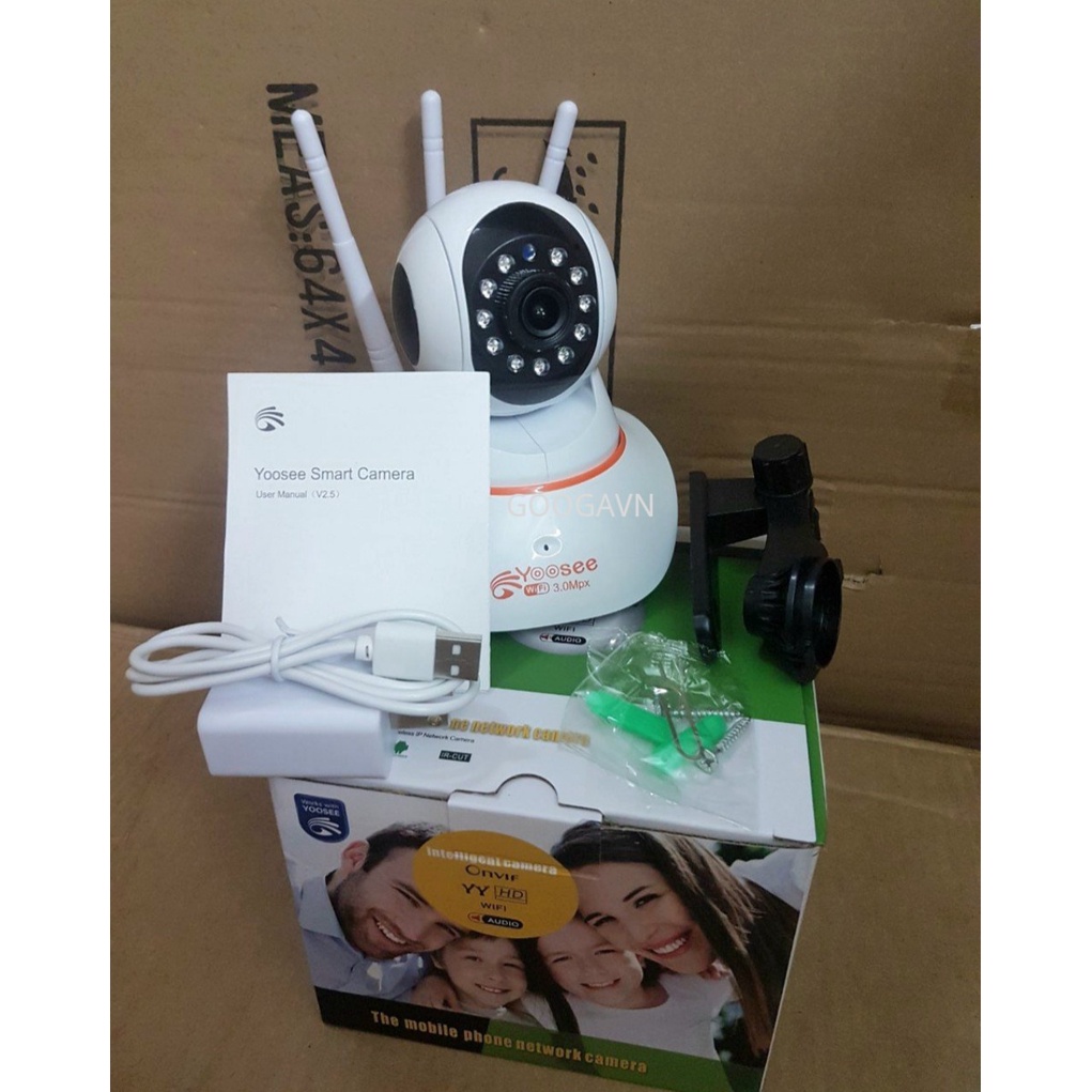 Camera YOOSEE trong nhà 3 râu - FHD 1080p - Quay đêm HỒNG NGOẠI, có LAN hoặc ko LAN, đàm thoại 2 chiều