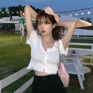 [ ảnh thật] ÁO CROPTOP VIỀN REN