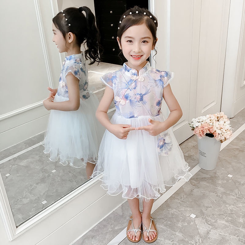 Đầm Sườn Xám Công Chúa Vải Gạc Siêu Nữ Tính Thời Trang Mùa Hè Mới Cho Bé Gái