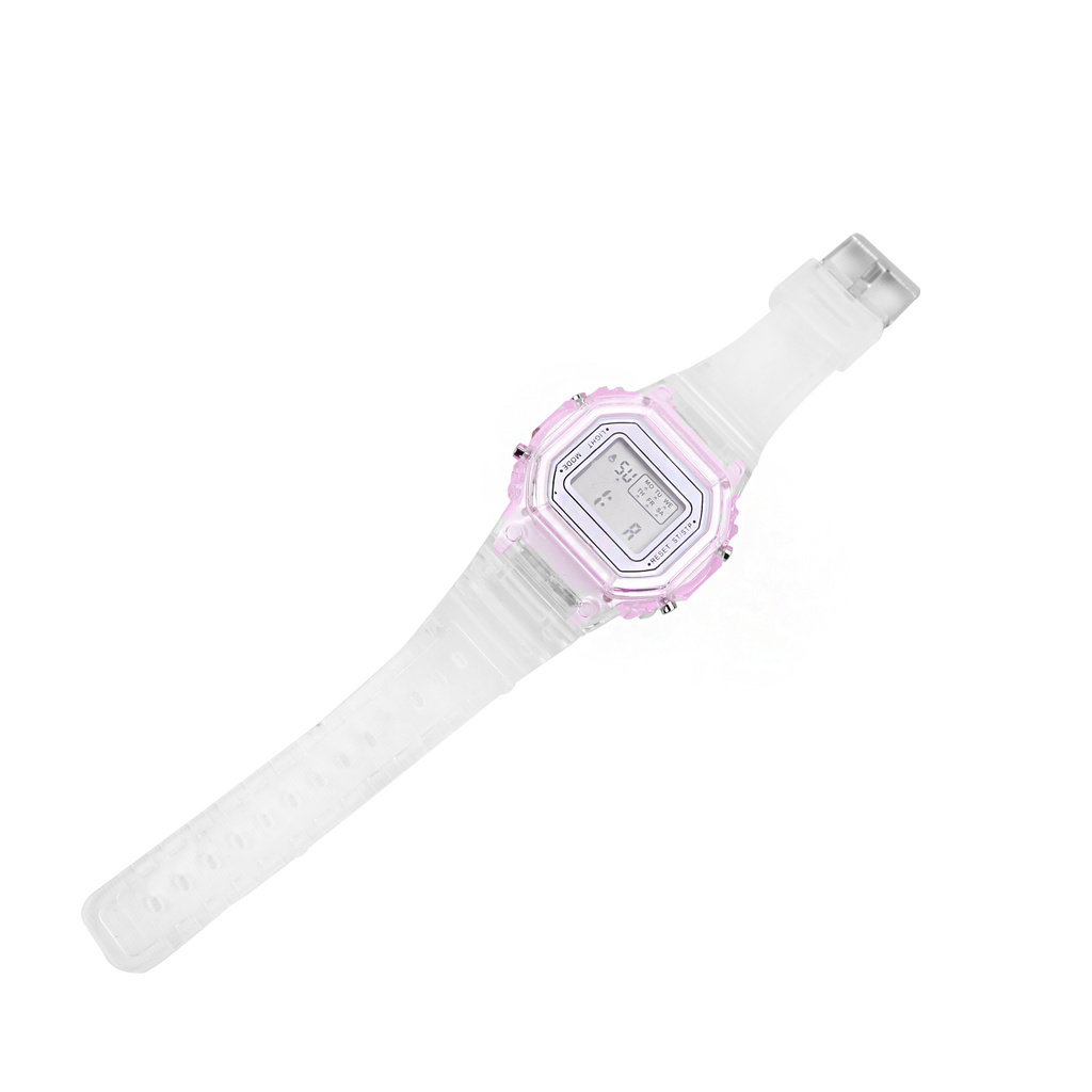 Luminous Waterproof Digital Simple Watch Universal Transparent Casual Gold Wrist Chronograph With Calendar Alarm