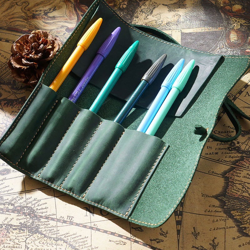 Túi Da Cuộn Đựng Cọ Trang Điểm Phong Cách Vintage