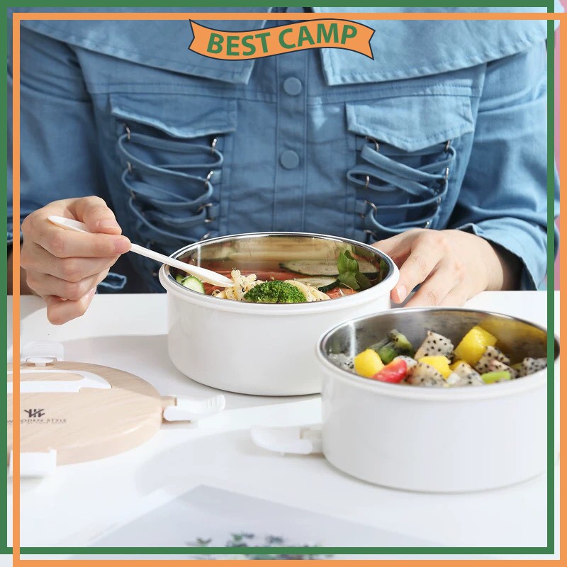 Hộp Cơm Giữ Nhiệt 2 Tầng INOX 304 Hình Tròn 1.6L | BigBuy360 - bigbuy360.vn