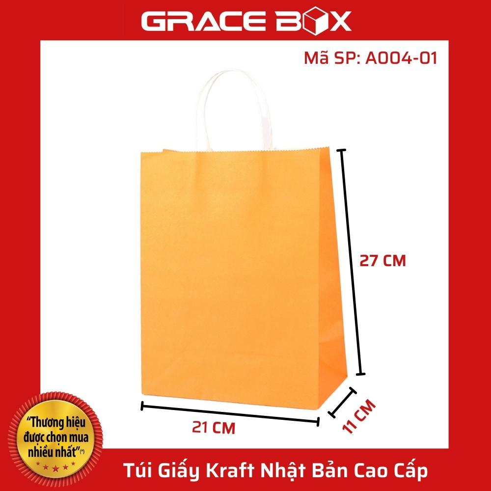 {Giá Sỉ} Túi Giấy Kraft Nhật Bản Cao Cấp - Size 21 x 11 × 27 cm - Màu Cam - Siêu Thị Bao Bì Grace Box