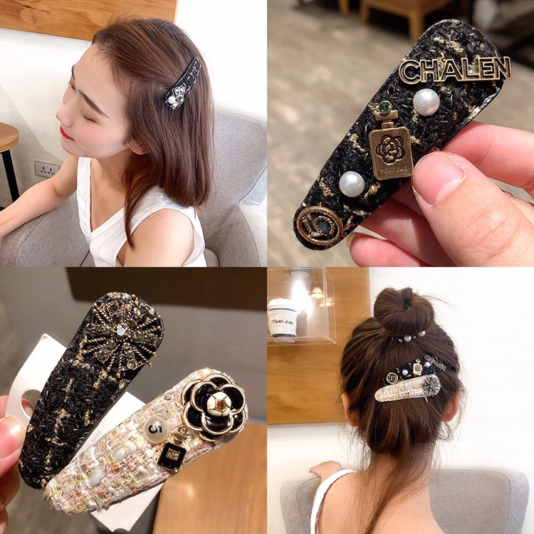 Kẹp Tóc Một Bên Bằng Vải Len Thiết Kế Đơn Giản Phong Cách Hàn Quốc Dành Cho Nữ