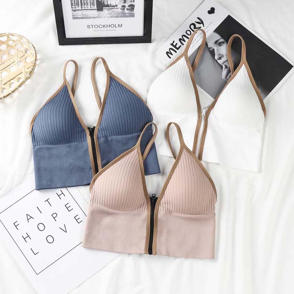 Áo Lót Nâng Ngực Mỏng Cổ Chữ V Hở Lưng Phối Khóa Kéo Thời Trang Quyến Rũ