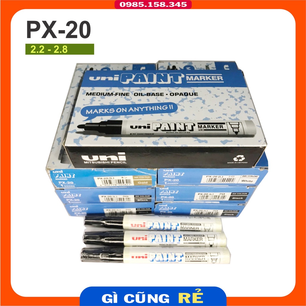 Bút sơn vẽ lốp xe nhật bản paint marker ngòi to  các màu trắng-xanh-đen-đỏ-vàng,..