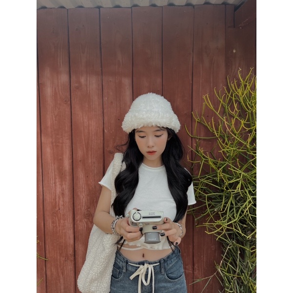 Áo thun len croptop buộc lưng tocjean