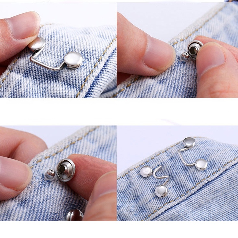 1 Bộ Nút Cài Cố Định Thắt Lưng Quần Jean Không Cần Đóng Đinh Có Thể Tháo Rời