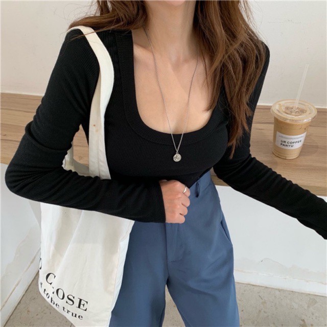 Áo Roptop Cổ Chữ U Dài Tay Sexy MS:Z03 - Áo Croptop