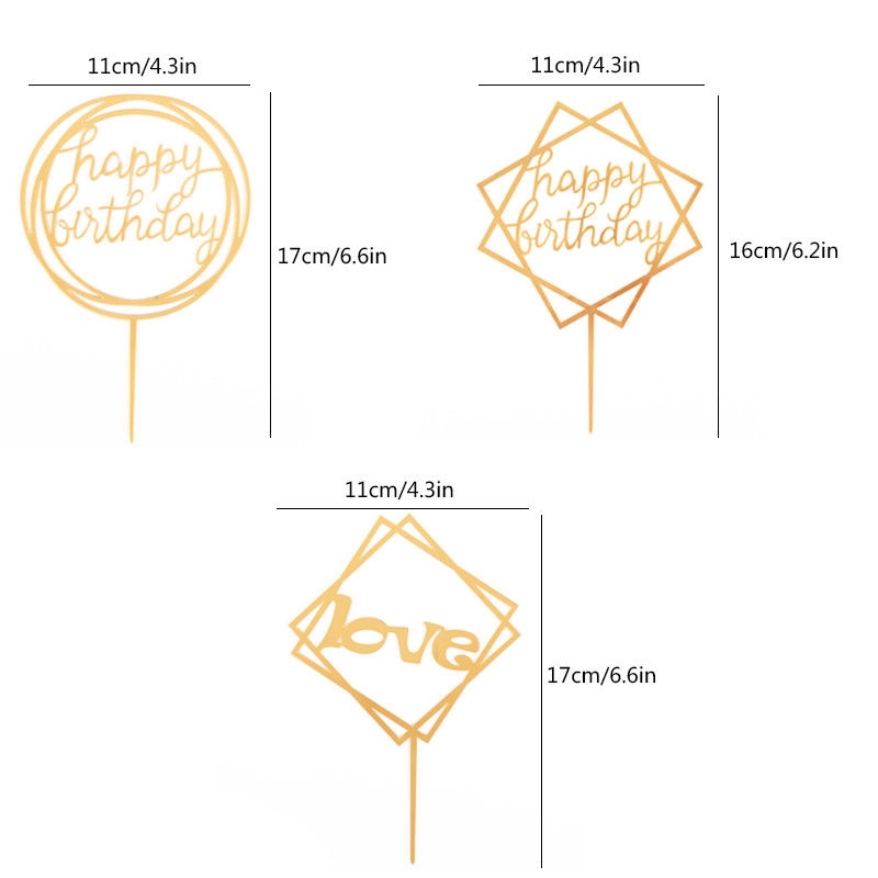 1pc Acrylic Cake Topper "Love" Happy Birthday "Wedding Baby Cupcake