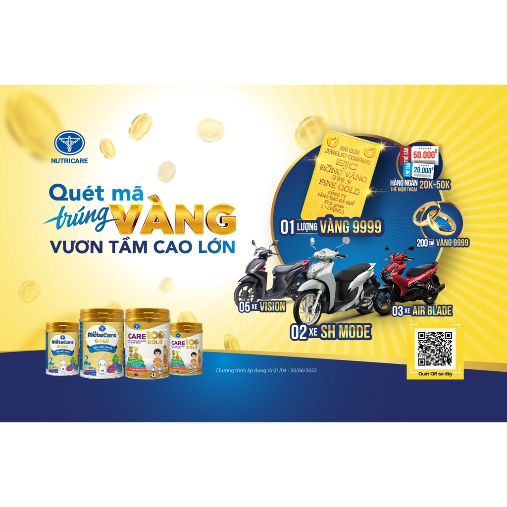 [Quét mã trúng vàng,Trúng Xe] Sữa Metacare Gold 0+ 800g [Date 2024]