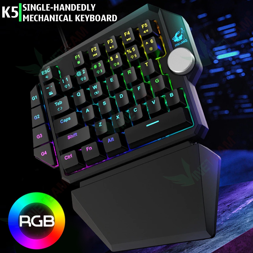 Bàn Phím Cơ Vinetteam K5 39 Phím Hỗ Trợ MACRO Blue Switch RGB Chơi Game Pubg Mobile, Rules, Free Fire -4691