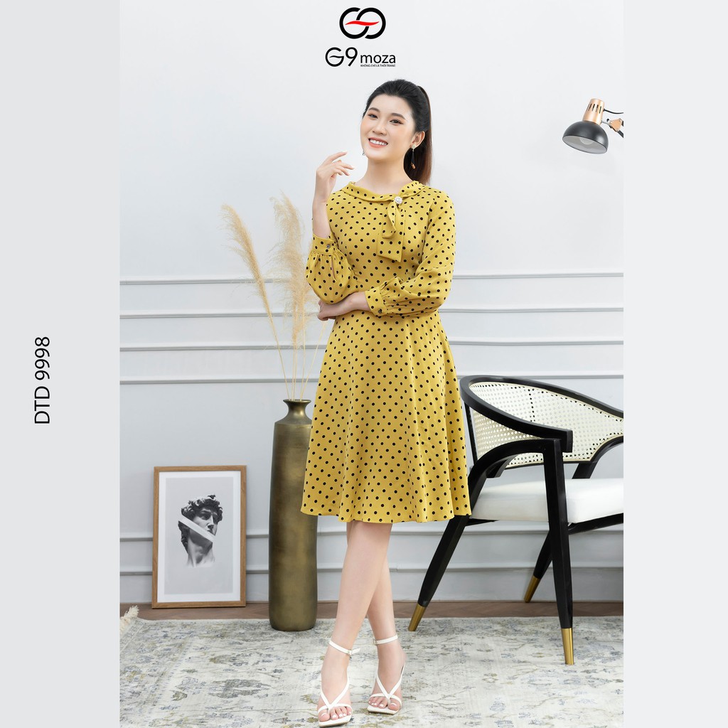 Đầm xòe G9moza 9998 với chất liệu Lụa nhật tạo nên phong cách Công sở, dạo phố Trẻ trung, nữ tính