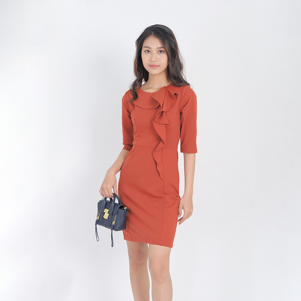 Váy đầm công sở thời trang Eden tay lỡ phối bèo cổ - D407 | BigBuy360 - bigbuy360.vn