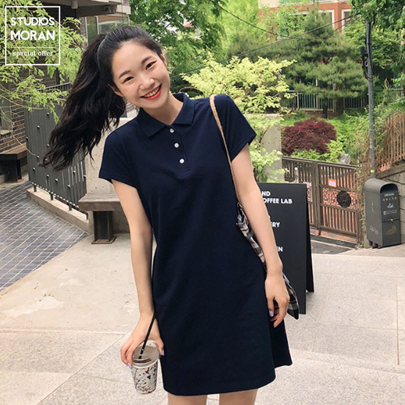 (ORDER) Váy thun MORAN  cổ bẻ sơ mi dáng A-line phong cách POLO năng động trẻ trung Hàn Quốc mùa hè (MẪU MỚI HOT 2020)