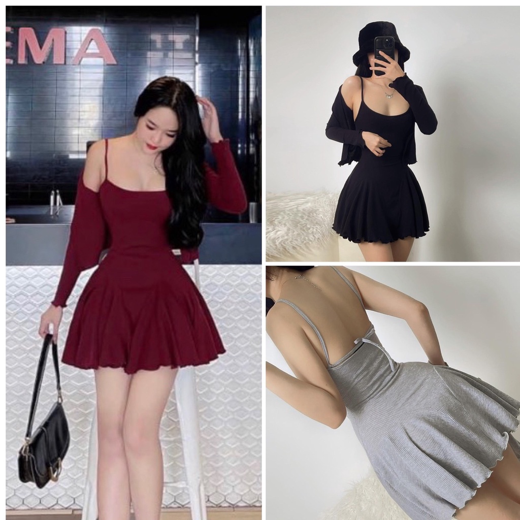 Set Đầm Body Dáng Xòe Kèm Áo Khoác