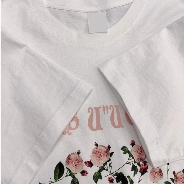 Áo thun ZHELIHANGFEI tay ngắn dáng rộng in chữ và hoa hồng dễ phối đồ