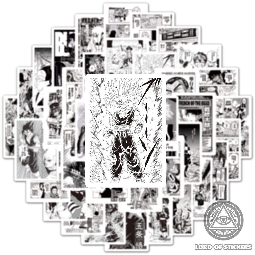 Set 100 Hình Dán Sticker Truyện Tranh Anime Manga Tổng Hợp Đen Trắng Chống Thấm Nước Trang Trí Mũ Nón Bảo Hiểm, Vali, Sổ