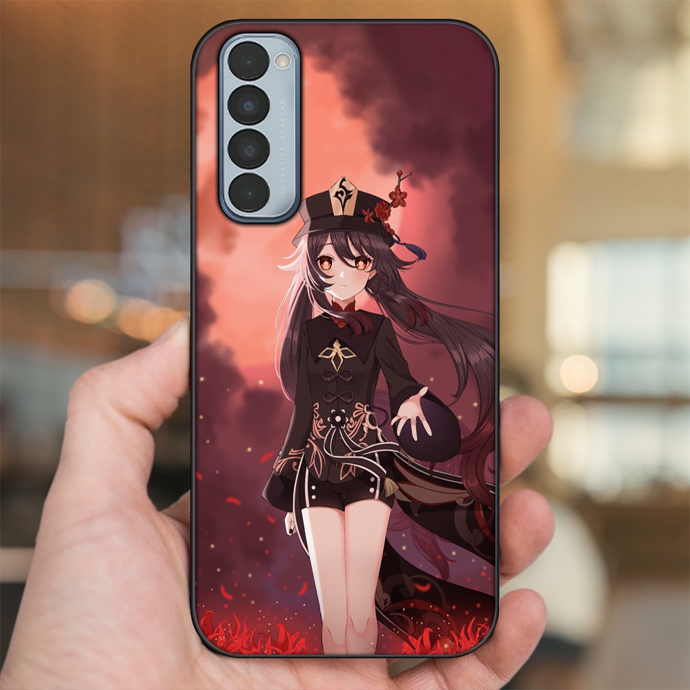 Ốp lưng Oppo Reno 4 Pro viền đen in hình Hutao Genshin Impact