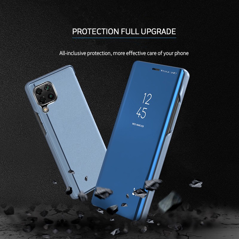 Bao da Huawei Ốp lưng điện thoại dạng gương  Huawei Nova 7i P40 lite vỏ BẢO VỆ Clear Smart Mirror View Flip Leather Case Stand holder Hard Protection shell Cover