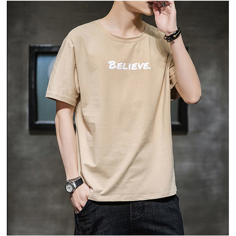 Áo thun 360 Cotton 100% Màu Be Sữa BLieve unisex tay lỡ nam nữ chất dày phông tee basic oversize