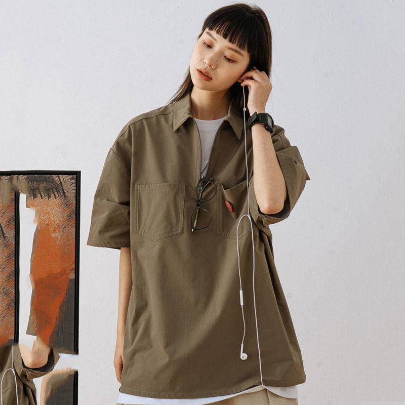 Hàng Mới Về Áo Thun polo Ngắn Tay Form Rộng Phong Cách Nhật Bản Cho Nam