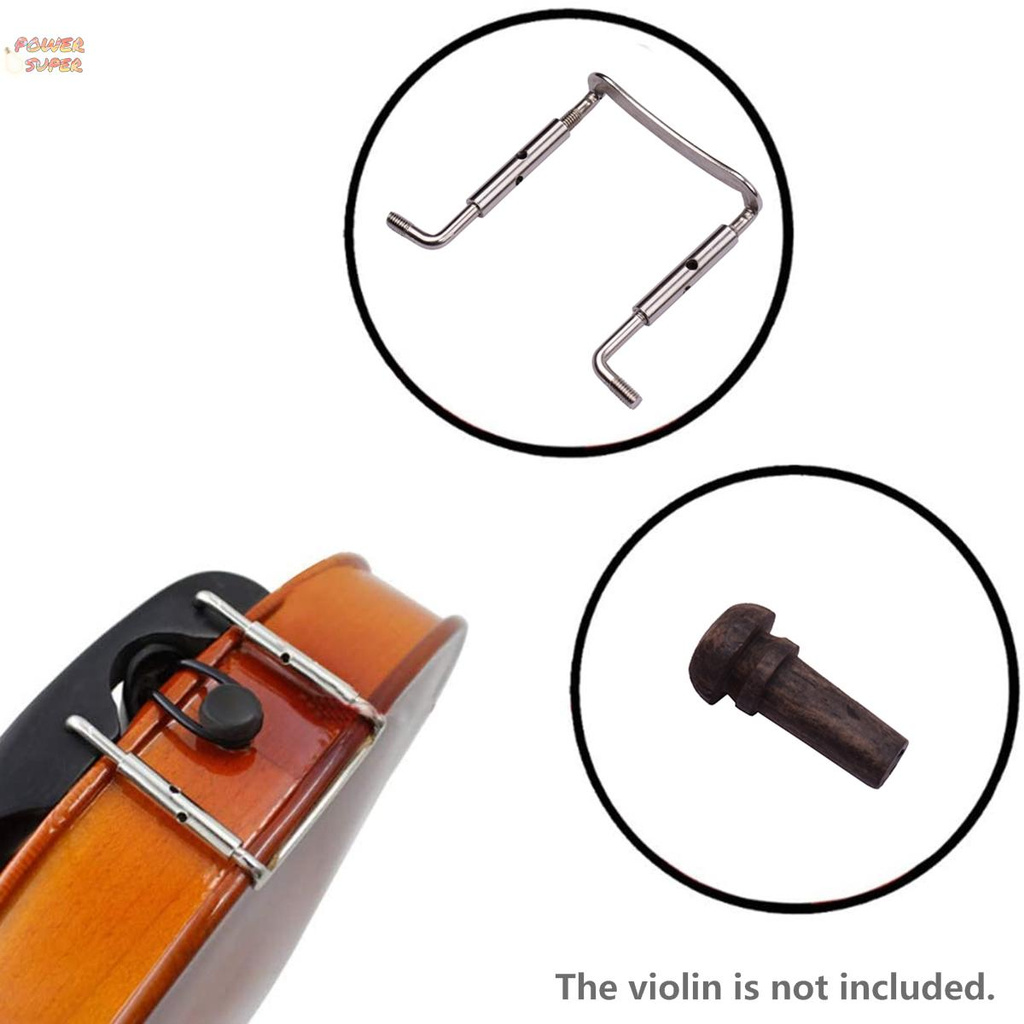 4/4 Full Size Violin Accessory Kit Chin Rest Chinrest Clamp Tailpiece 4 Tuning Pegs 4 Fine Tuners Tailgut Endpin Maple Bridge Spruce Sound Post