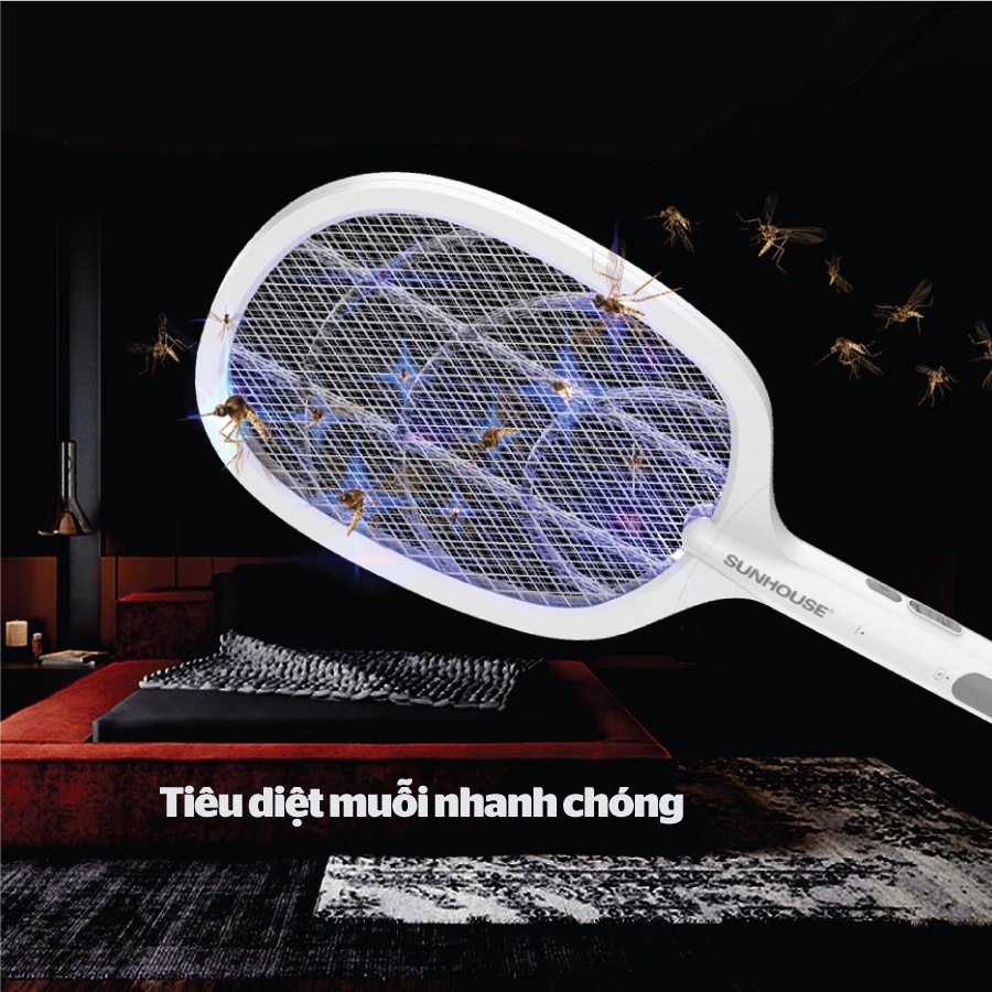 Vợt bắt muỗi 3 trong 1 Sunhouse SHE-PRO11.W - Bảo hành chính hãng 12 tháng