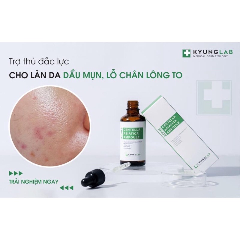 Serum giảm mụn Kyung Lab chính hãng Acnes Centella Asiatica Ampoule 50ml kiềm dầu mờ thâm giảm mụn hiệu quả