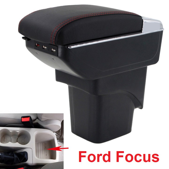 Hộp tỳ tay ô tô Ford Focus tích hợp 7 cổng USB DUSB-FC - 2 màu: Đen và Be