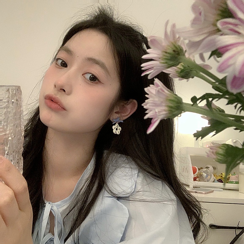 Bông Tai Mạ Bạc Dạng Kẹp Hình Nơ Tím Phong Cách Ngọt Ngào Dễ Thương 2022