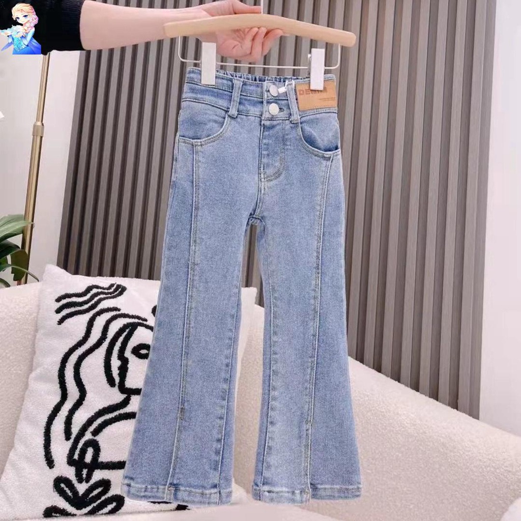 Quần Jeans Thể Thao Ống Loe Phong Cách Phương Tây Thời Trang Mùa Xuân Hàng Mới Dành Cho Bé Gái 2022