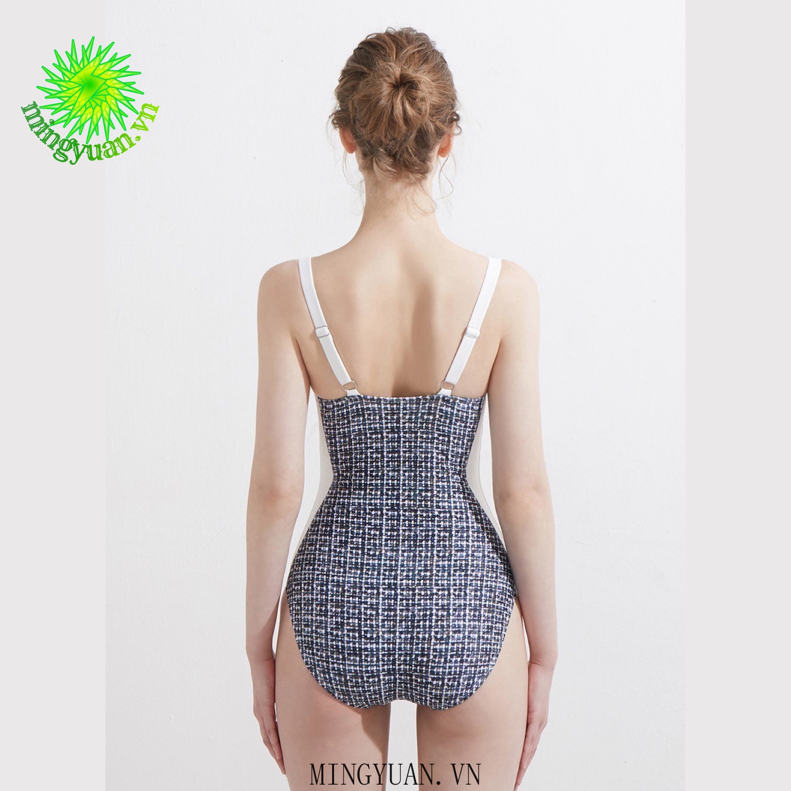 [Mingyuan]Temperament simple one-piece style color matching small fragrance style retro swimsuit women | BigBuy360 - bigbuy360.vn