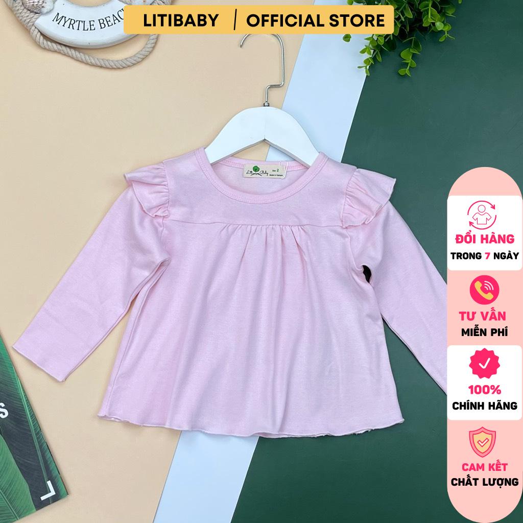 Áo bé gái cotton len bèo vai LITIBABY 2/8